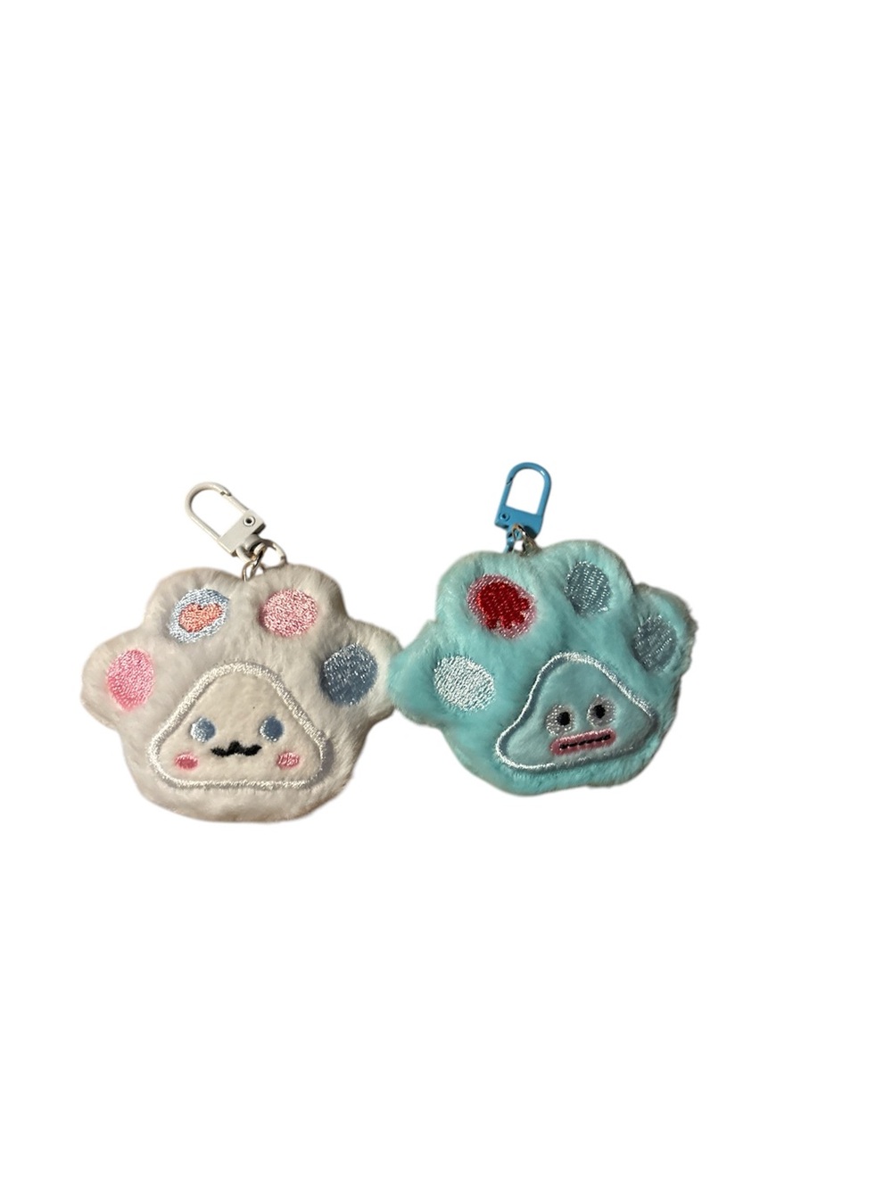 Paw-Shaped Kids Keychain Set - White & Aqua
